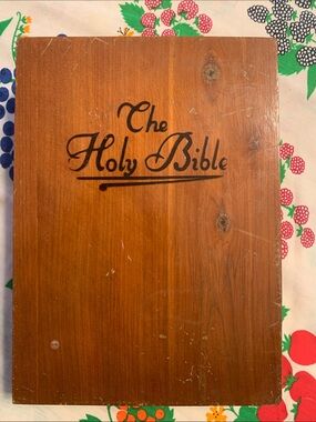 Vintage Wooden “The Holy Bible” Book Box Storage